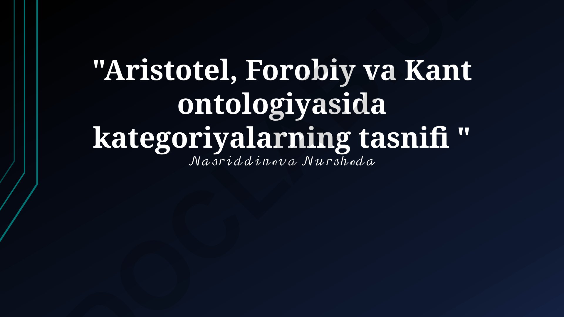 Aristotel, Forobiy va Kant ontologiyasida kategoriyalarning tasnifi