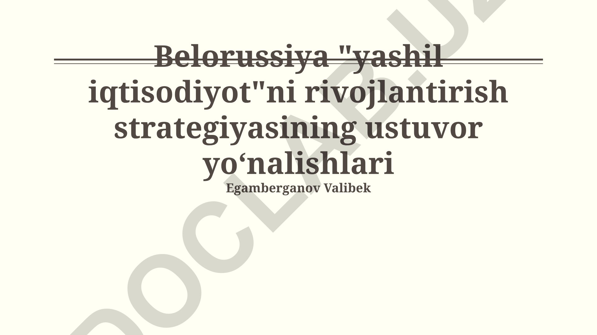 Belorussiya yashil iqtisodiyotni rivojlantirish strategiyasi