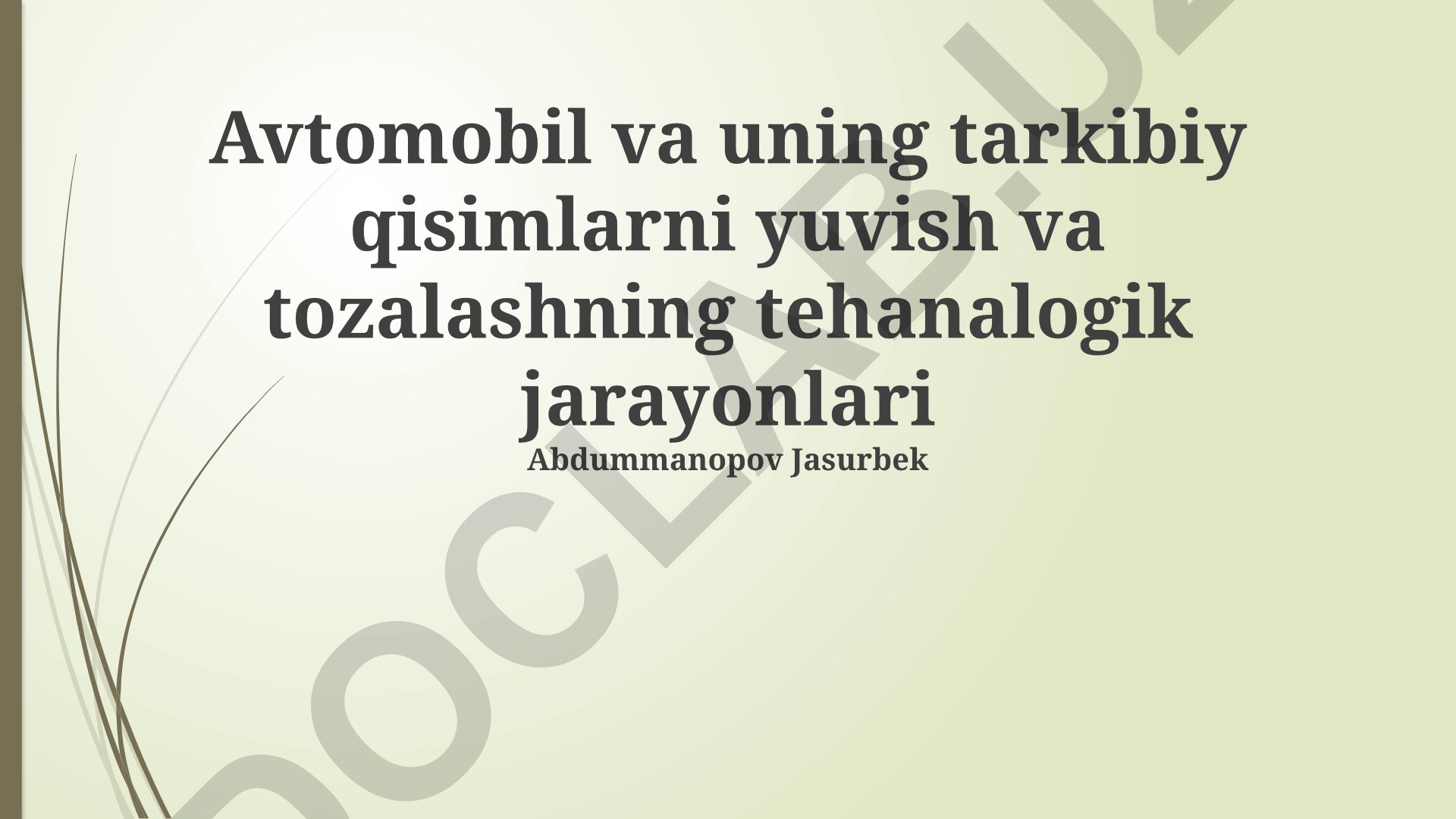 Avtomobil yuvish va tozalashning ekologik texnologiyalari