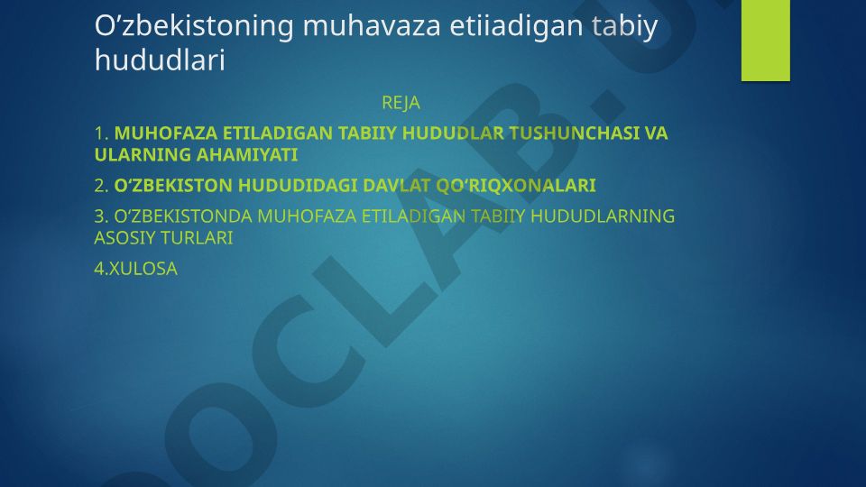O'zbekistonda muhofaza etiladigan tabiiy hududlar