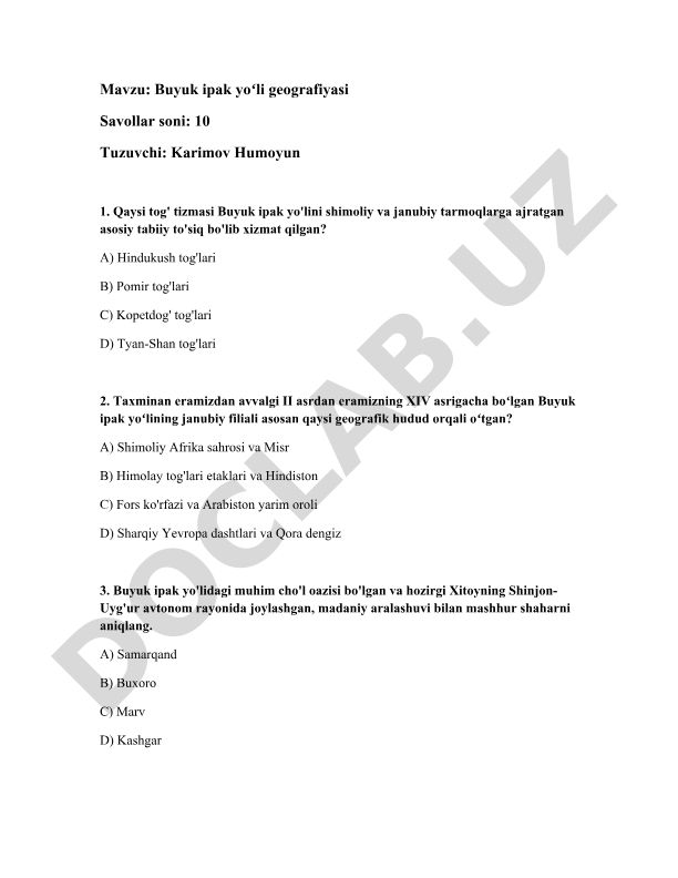 Buyuk ipak yoʻli geografiyasi