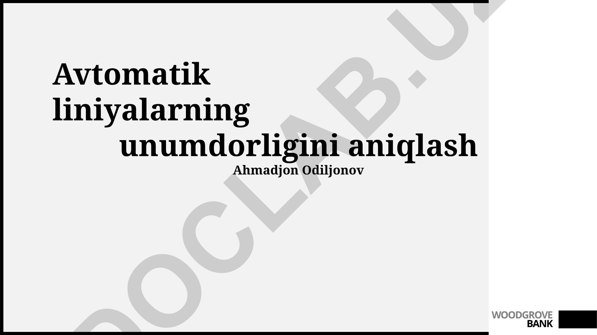 Avtomatik liniyalarning unumdorligini aniqlash
