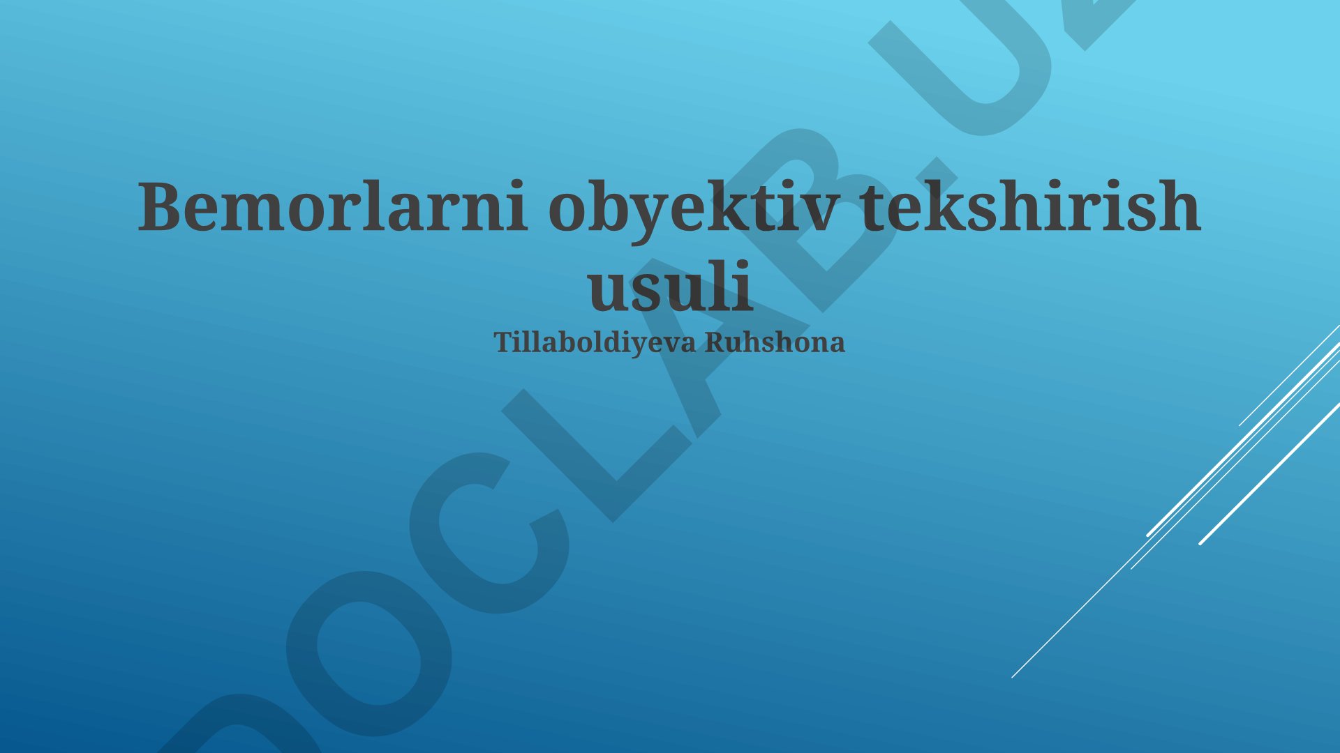Bemorlarni obyektiv tekshirish usullari