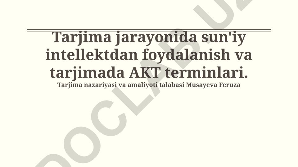 Sun'iy intellekt va tarjimada AKT terminologiyasi