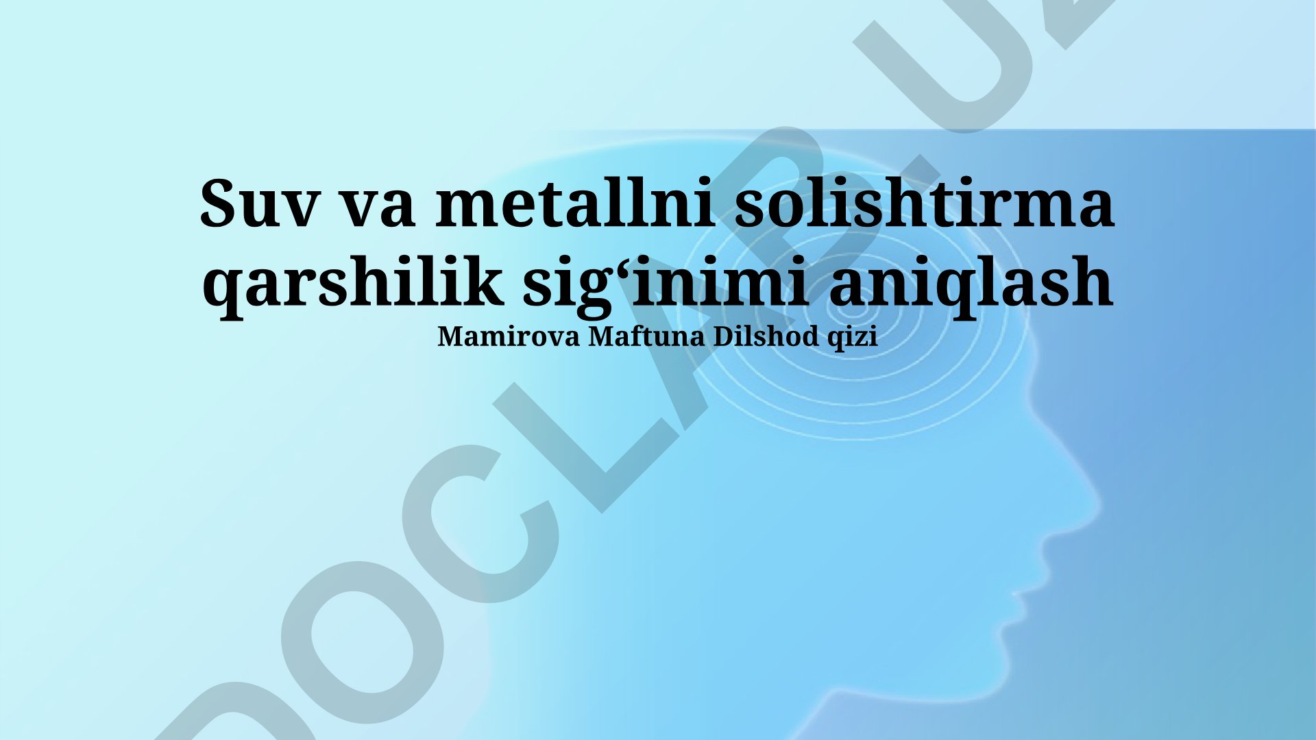Suv va metallni solishtirma qarshilik sigʻinimi aniqlash