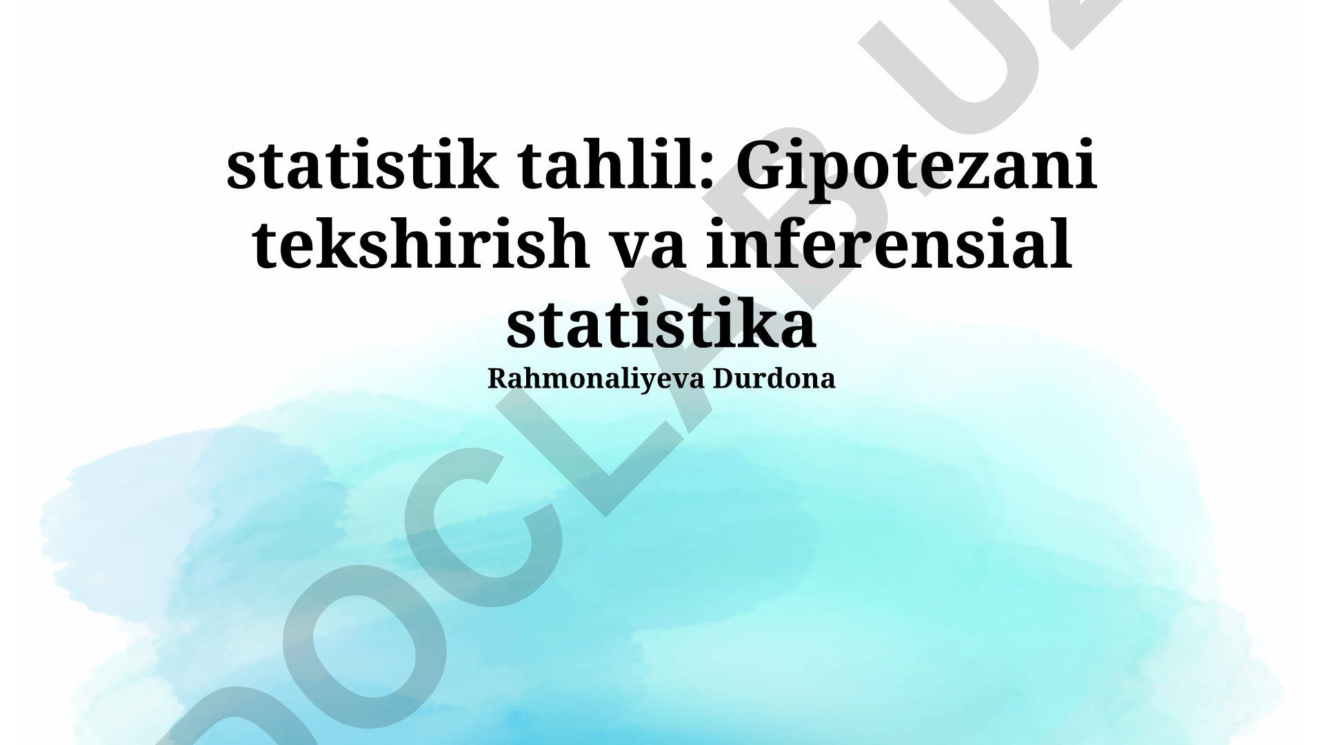 Statistik tahlil: Gipotezani tekshirish va inferensial statistika