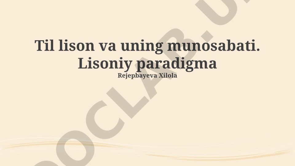 Til lison va uning munosabati. Lisoniy paradigma