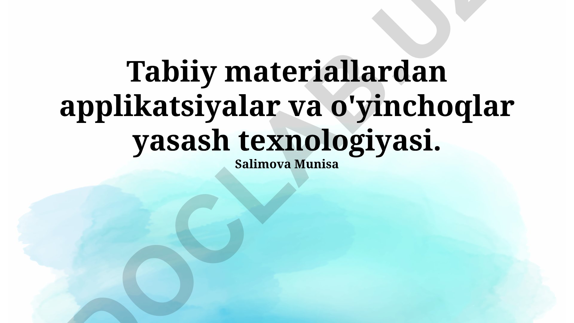 Tabiiy materiallardan applikatsiyalar va o'yinchoqlar yasash texnologiyasi