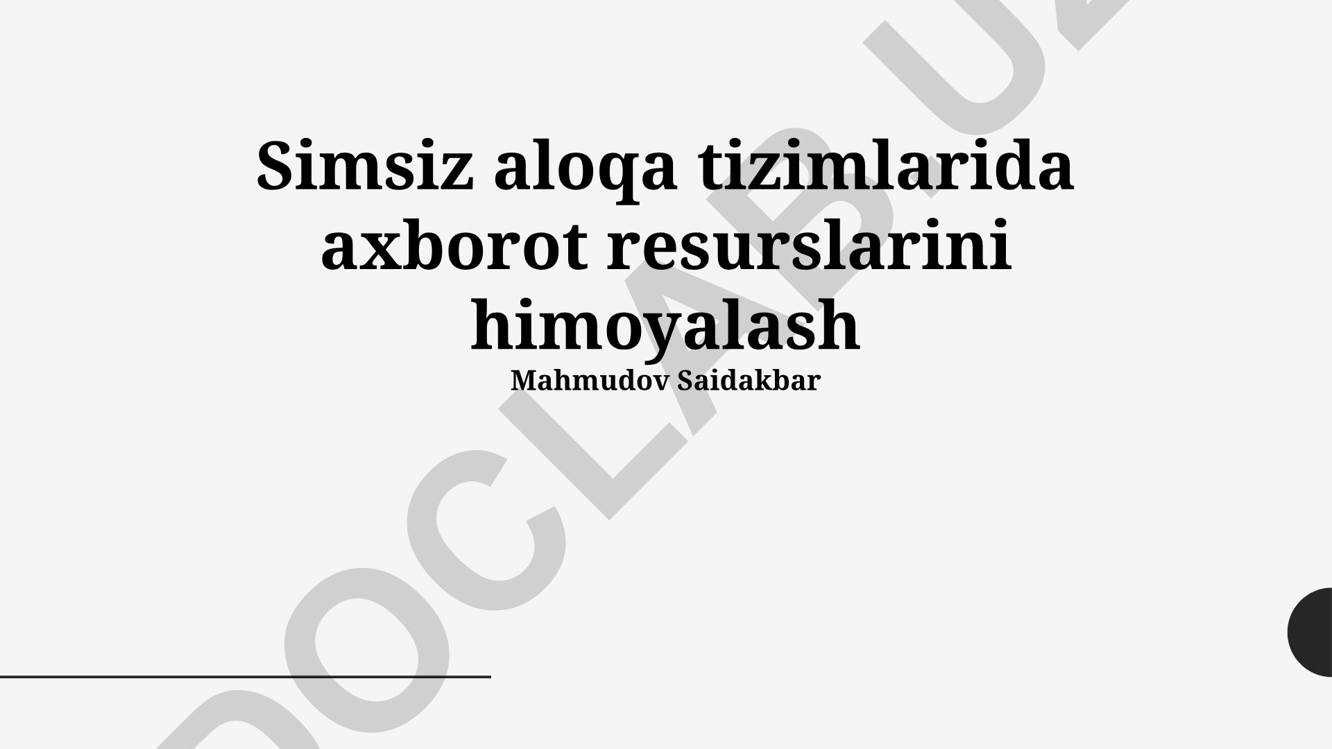 Simsiz aloqa tizimlarida axborot resurslarini himoyalash