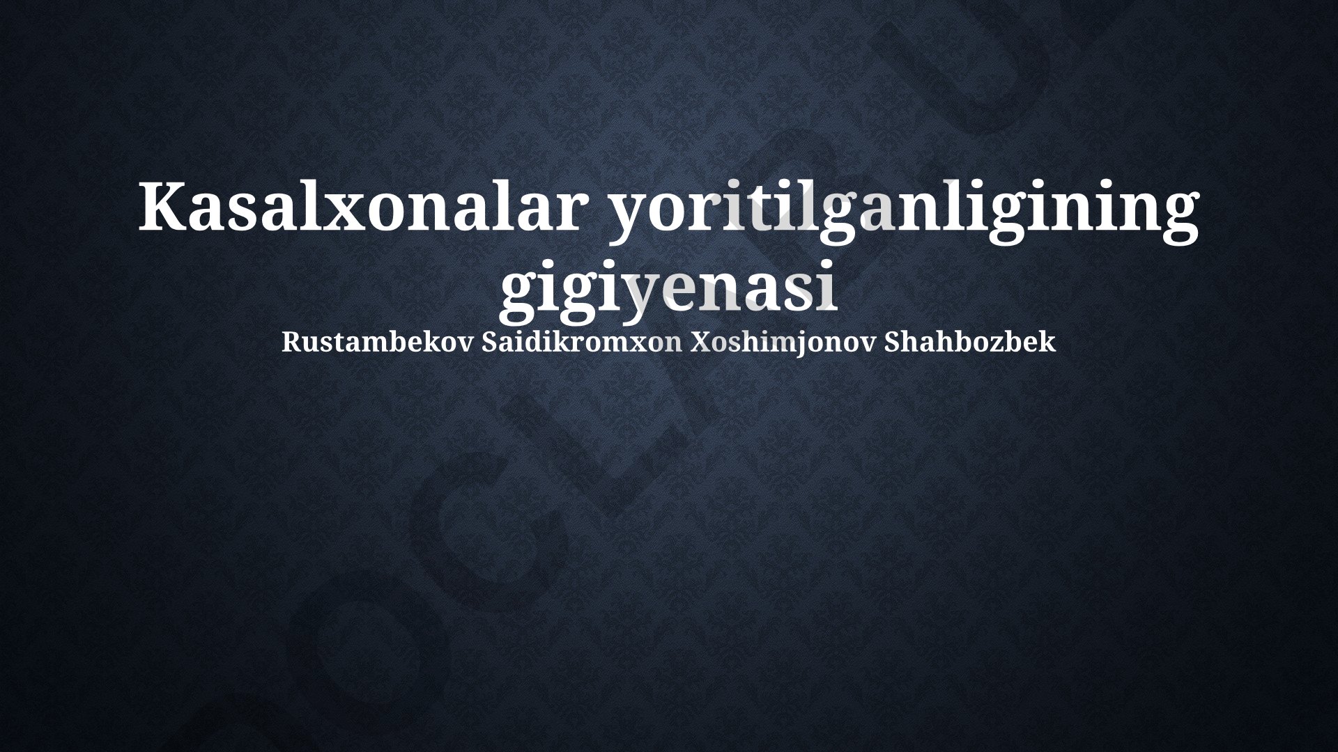 Kasalxonalarda yoritish gigiyenasi va infeksiya nazorati
