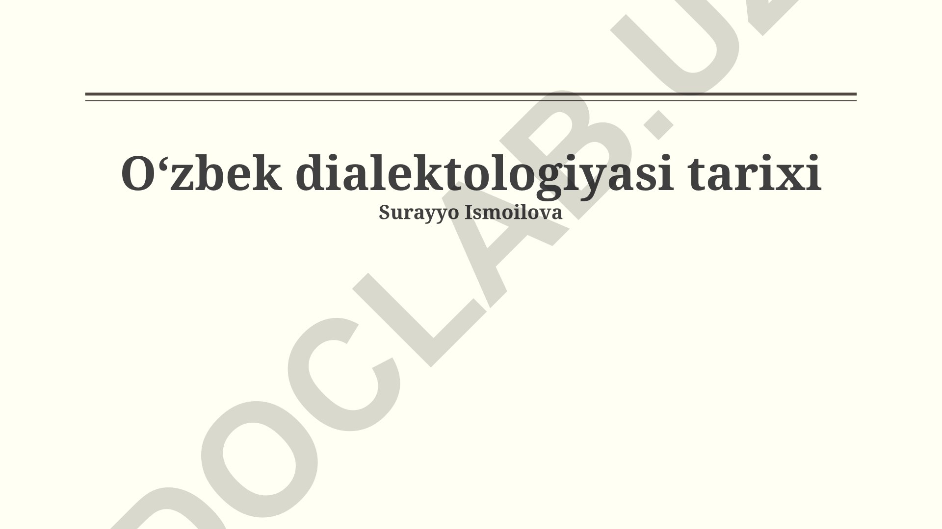 Oʻzbek dialektologiyasi tarixi va zamonaviy muammolari