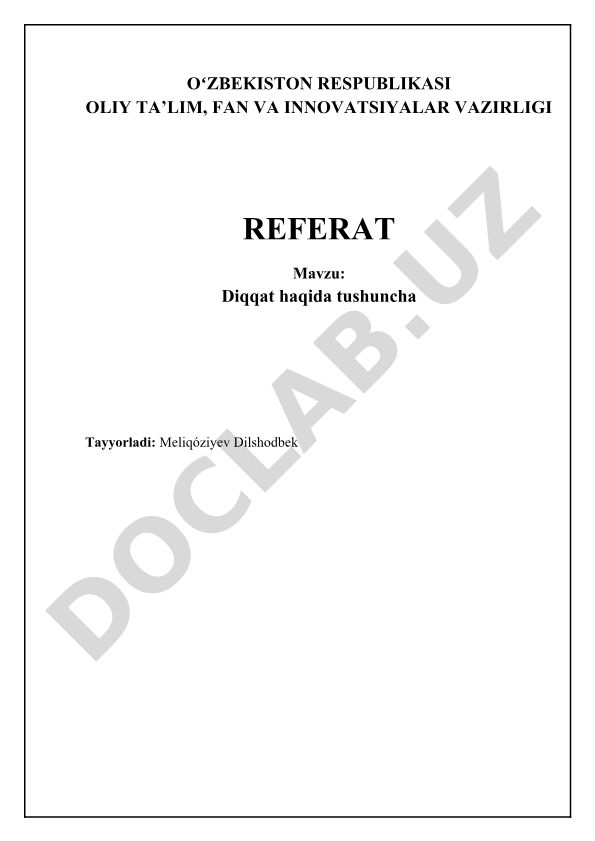 Diqqat haqida tushuncha