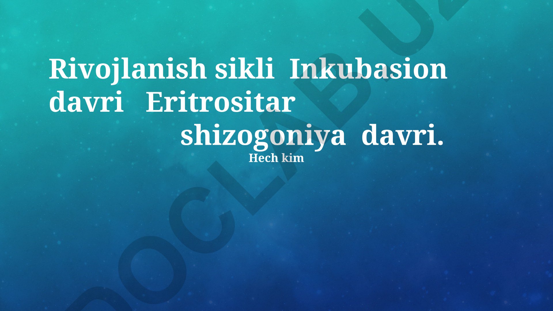 Eritrotsitar shizogoniyaning rivojlanish sikli va bosqichlari