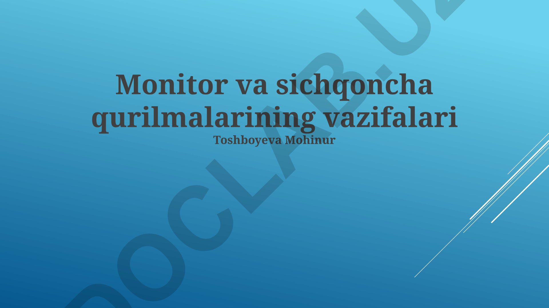 Monitor va sichqoncha qurilmalarining vazifalari