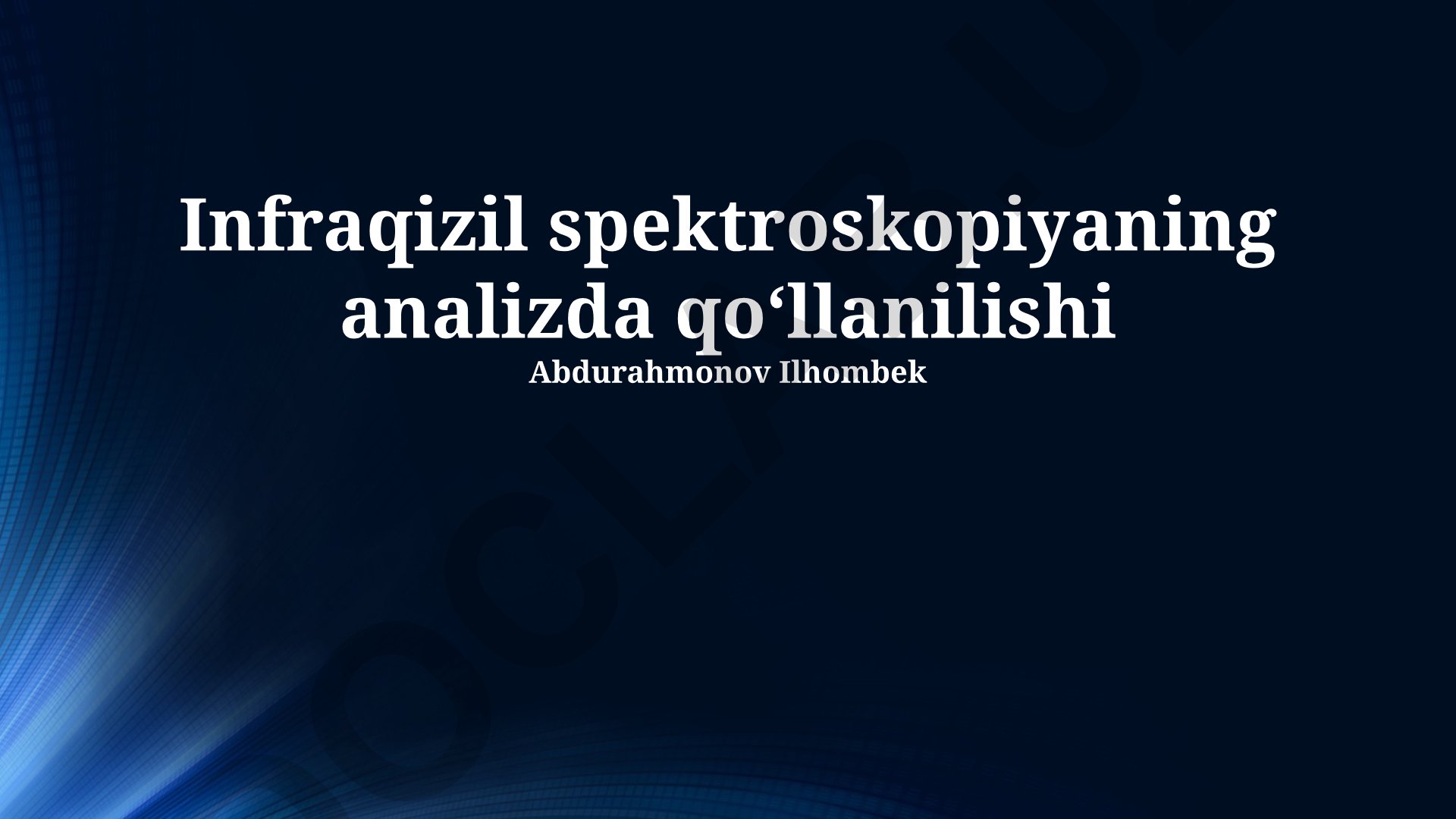 Infraqizil spektroskopiyaning analizda qoʻllanilishi