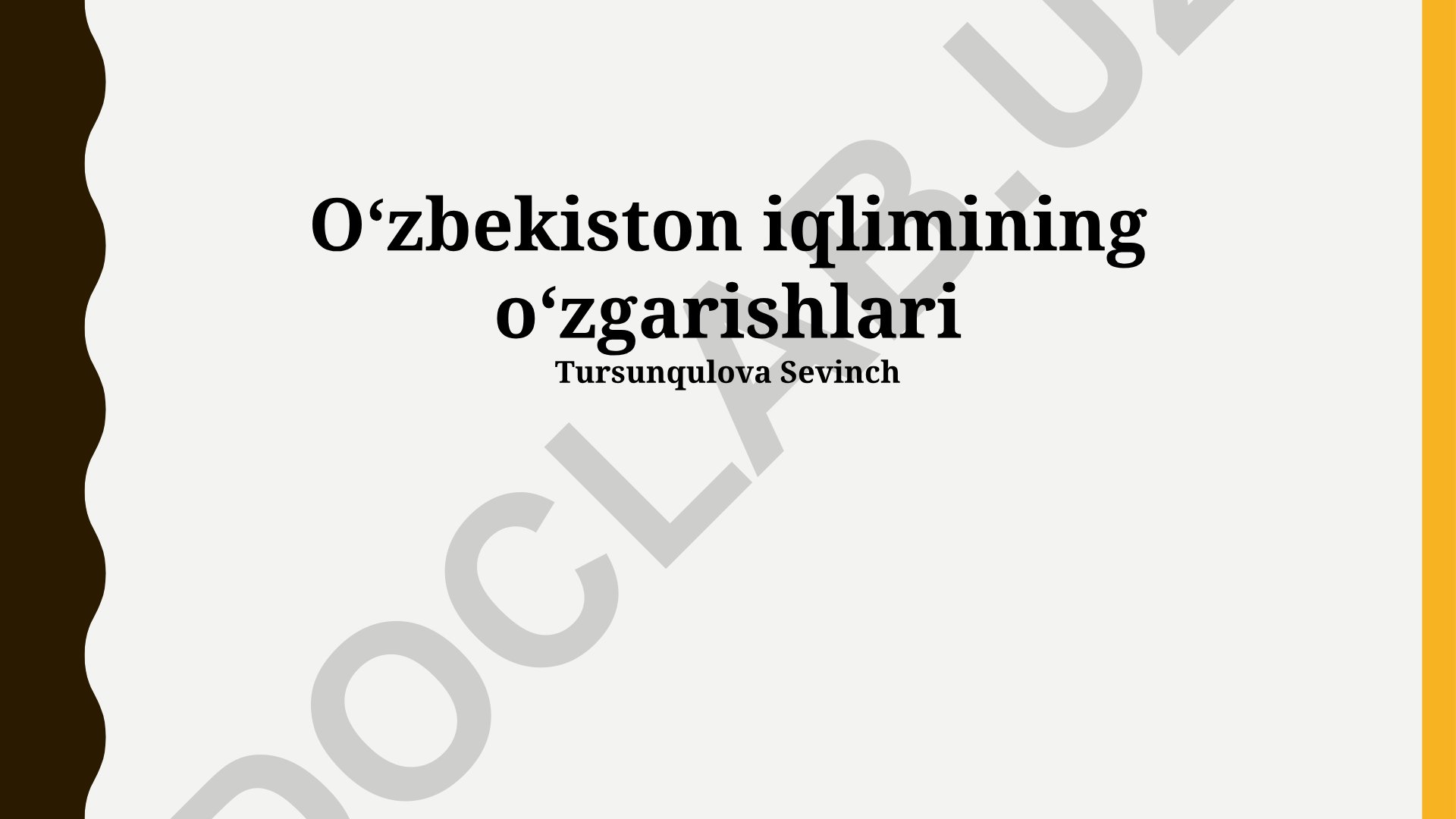 Oʻzbekiston iqlimining oʻzgarishlari va ularga moslashish strategiyasi