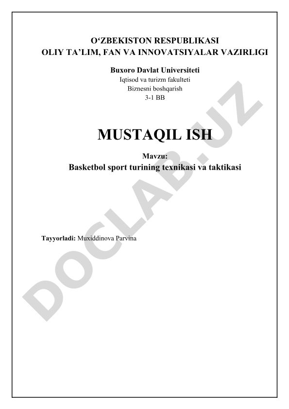 Basketbol sport turining texnikasi va taktikasi