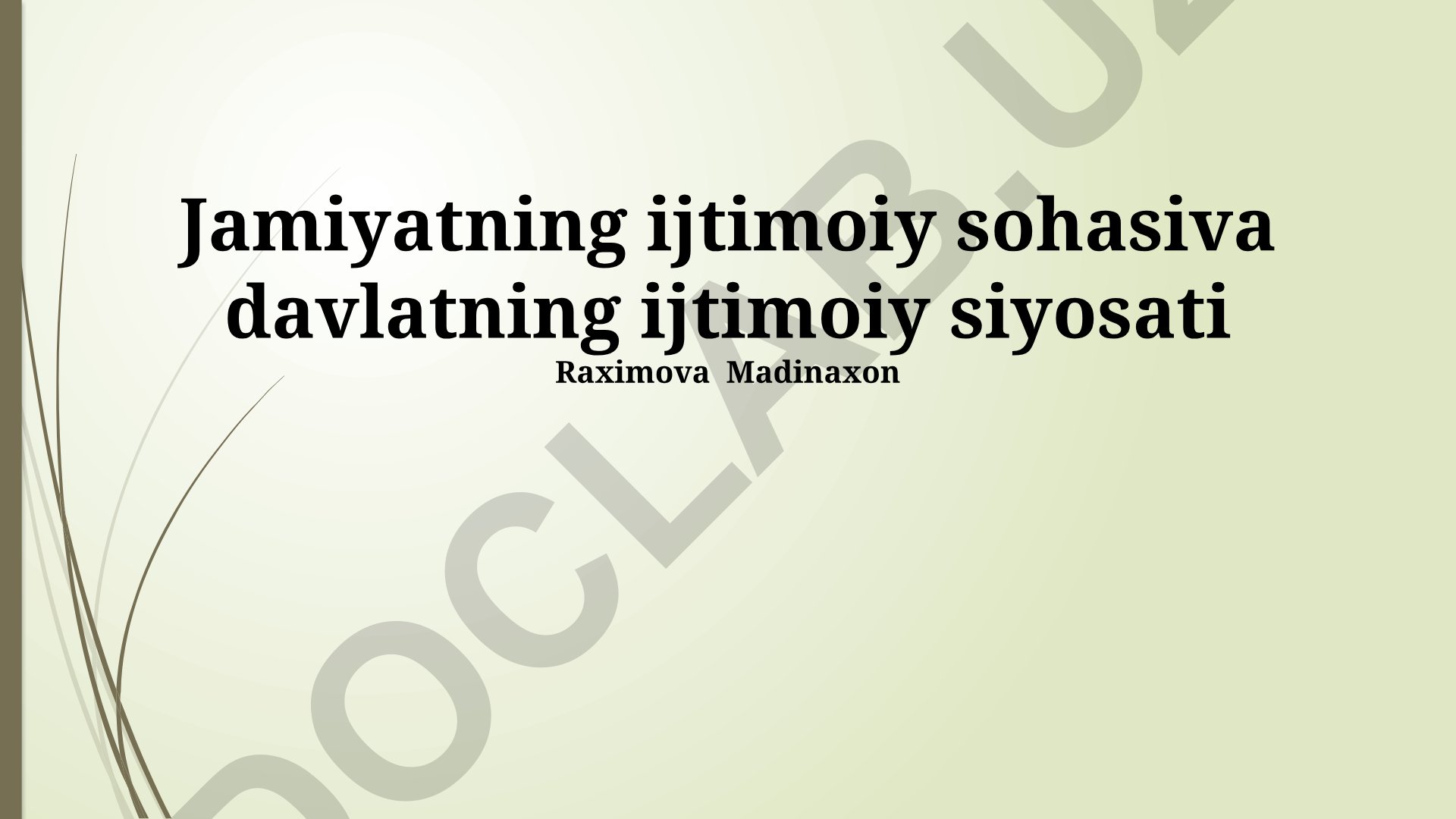 Jamiyatning ijtimoiy sohasi va davlatning ijtimoiy siyosati