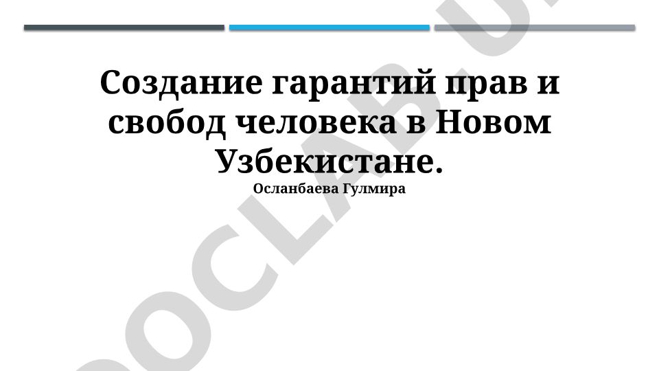 Создание гарантий прав и свобод человека в Новом Узбекистане