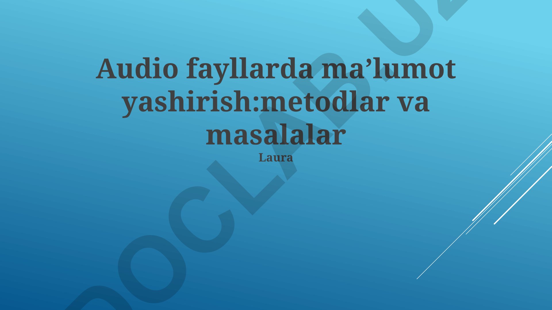 Audio fayllarda ma'lumot yashirish: metodlar va masalalar