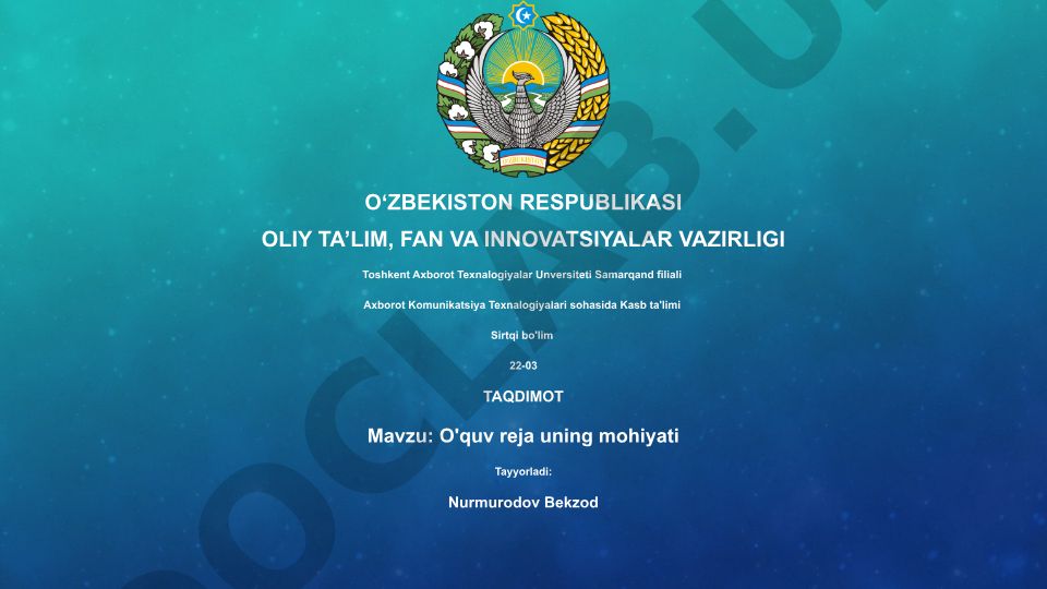 O'quv reja uning mohiyati
