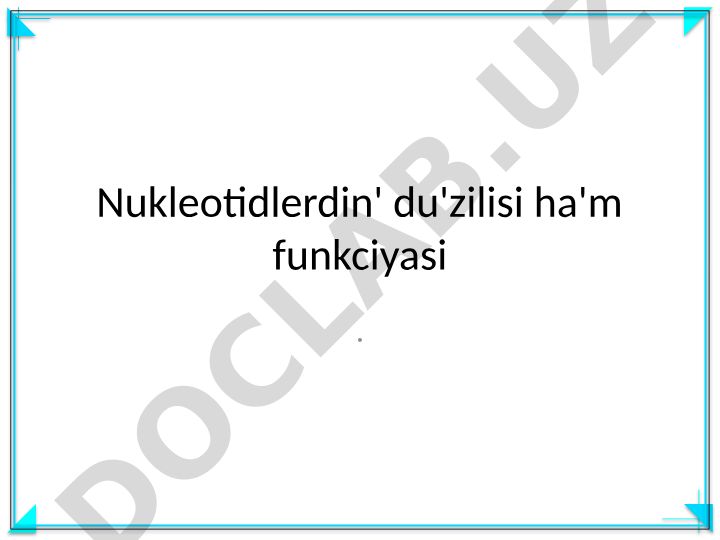 Nukleotidlerdin' du'zilisi ha'm funkciyasi