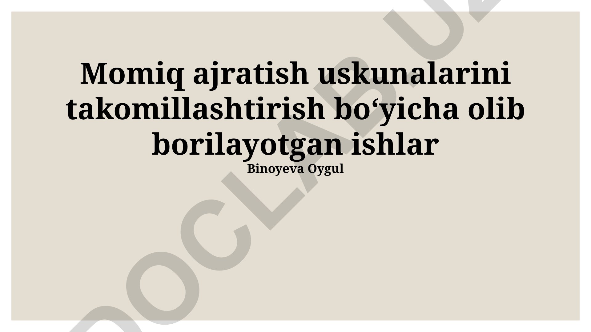 Momiq ajratish uskunalarini takomillashtirish bo'yicha ishlar