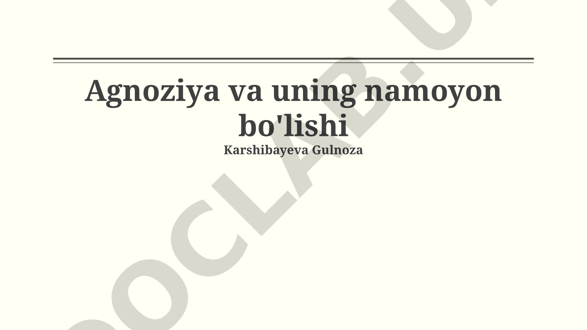 Agnoziya va uning namoyon bo'lishi
