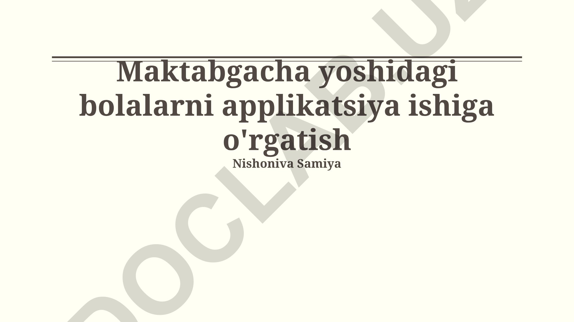 Maktabgacha yoshidagi bolalarni applikatsiya ishiga o'rgatish