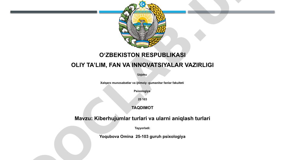 Kiberhujumlar turlari va ularni aniqlash turlari