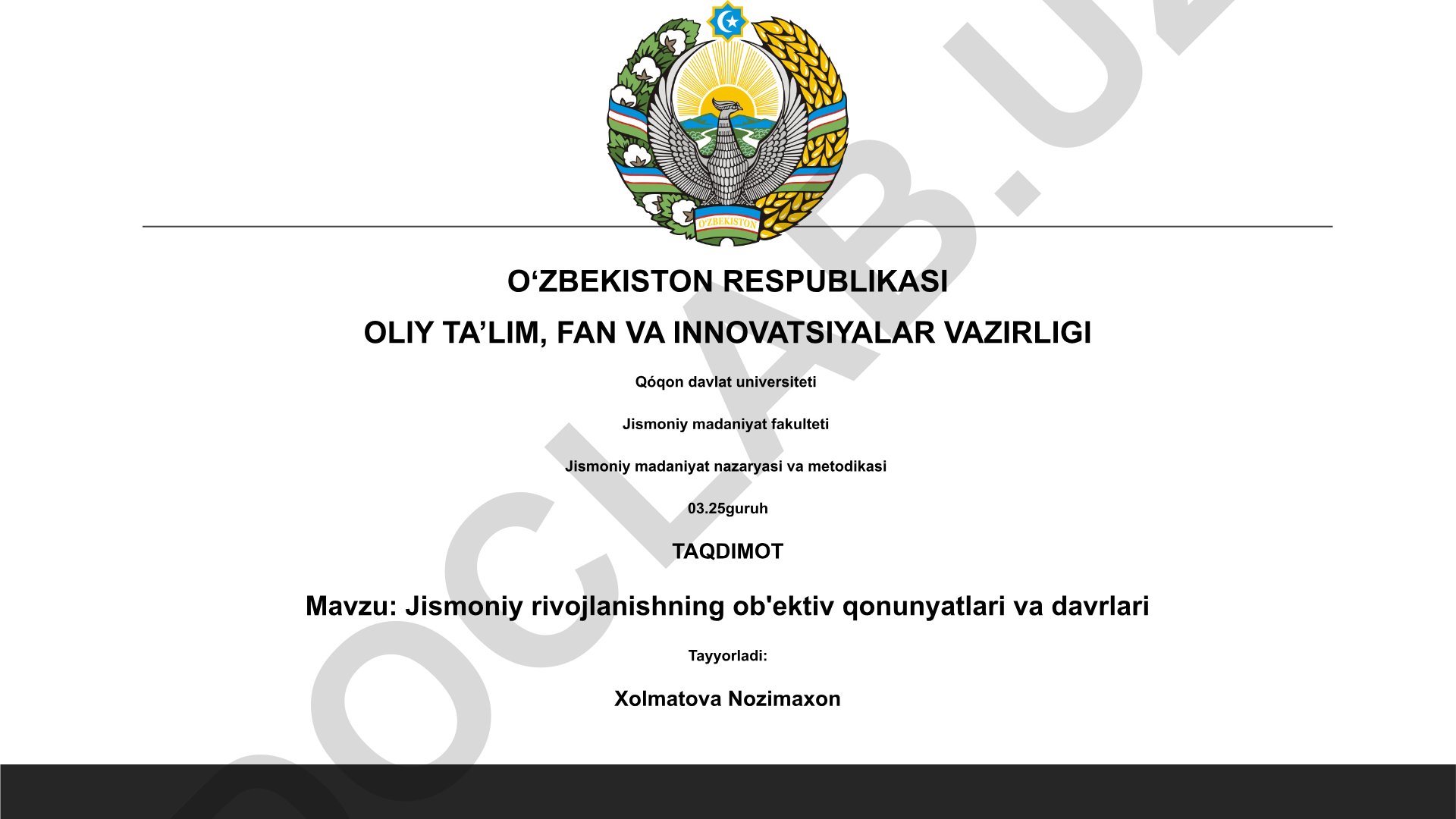 Jismoniy rivojlanishning ob'ektiv qonunyatlari va davrlari