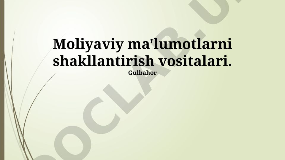 Moliyaviy ma'lumotlarni shakllantirish vositalari