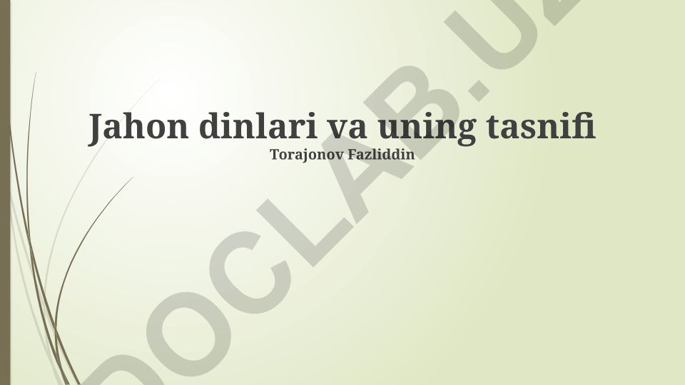 Jahon dinlari va uning tasnifi