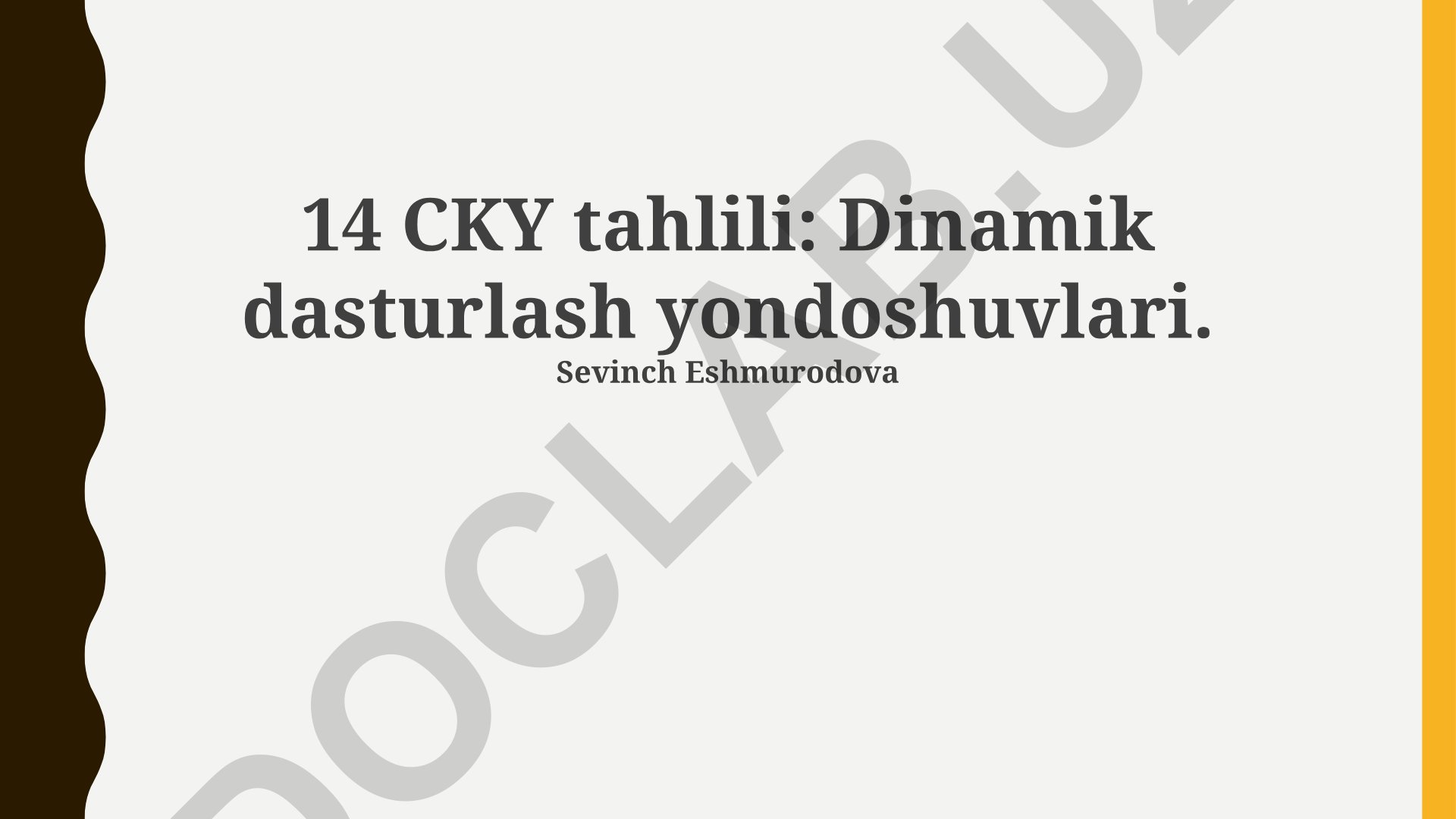14 CKY tahlili va dinamik dasturlash yondoshuvlari