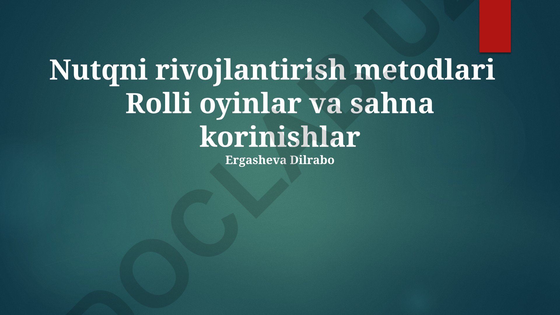 Rolli oyinlar va sahna korinishlar orqali nutqni rivojlantirish metodlari