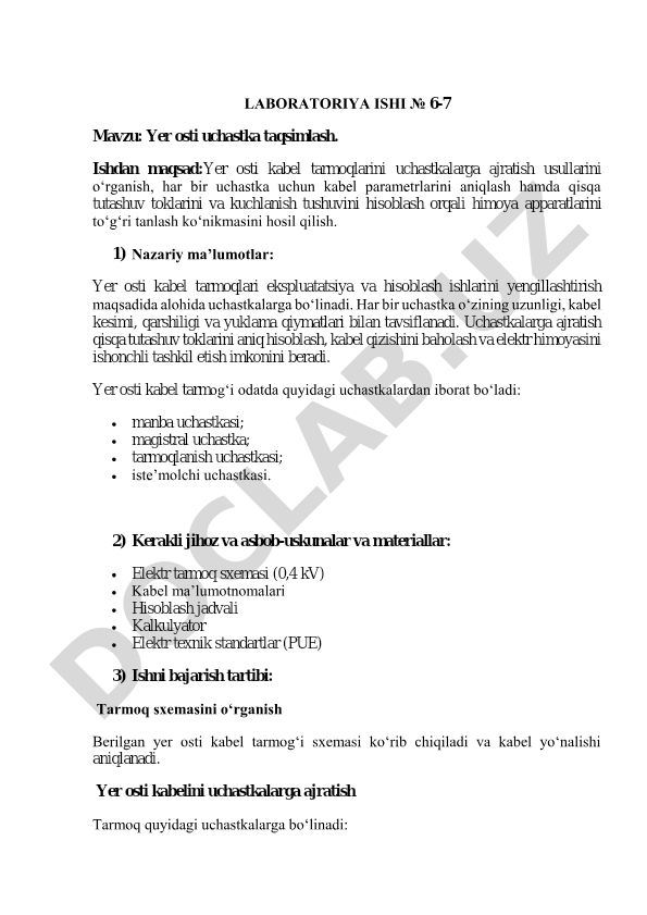 Yer osti uchastka taqsimlash