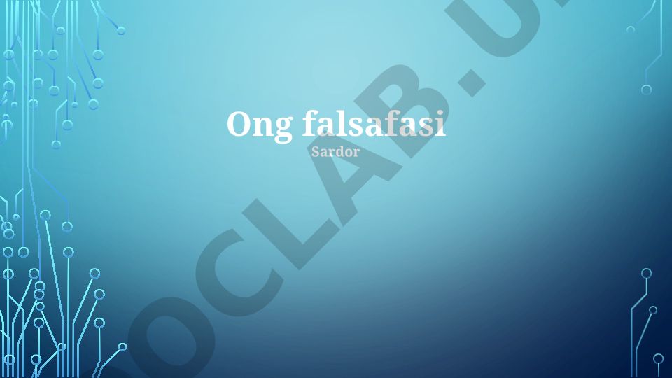 Ong falsafasi: etimologiya, tarixi va zamonaviy qo'llanmalar