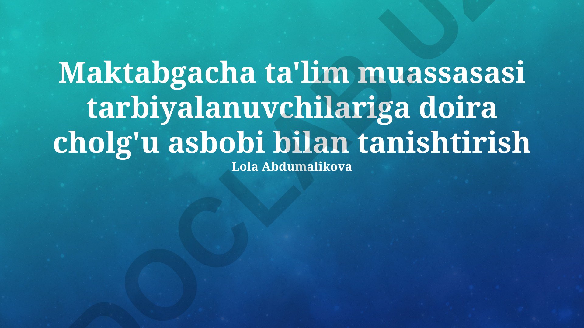 Maktabgacha ta'lim muassasasi tarbiyalanuvchilariga doira cholg'u asbobi bilan tanishtirish