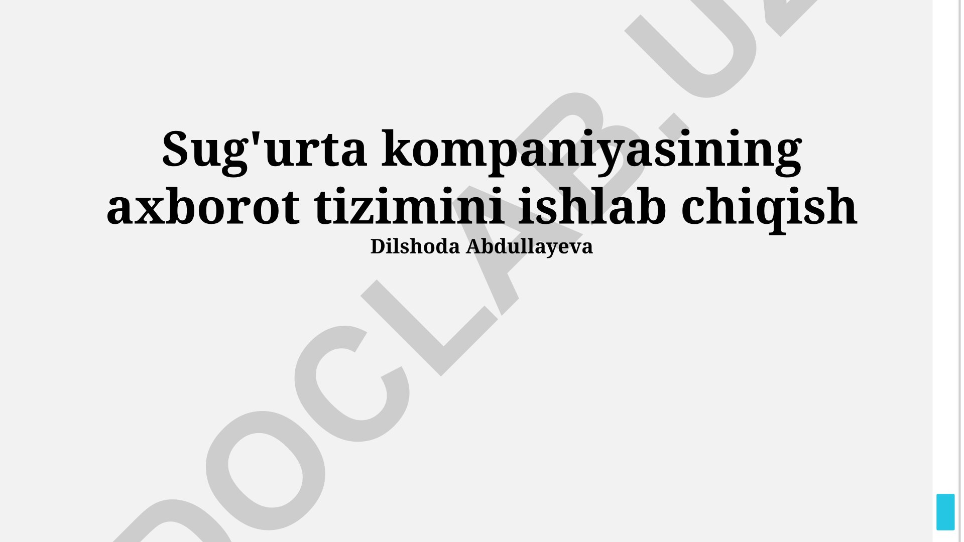 Sug'urta kompaniyasi axborot tizimini ishlab chiqish