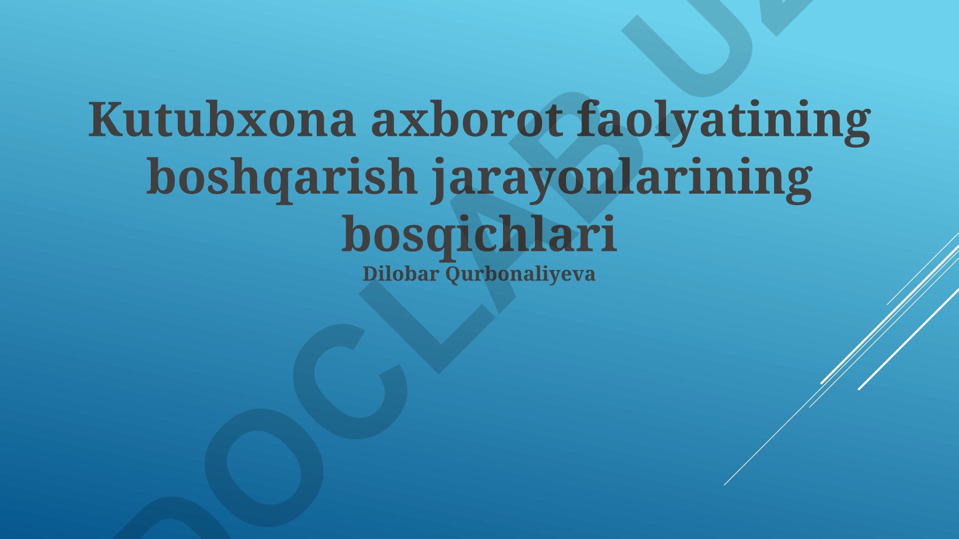 Kutubxona axborot faoliyatining boshqarish jarayonlarining bosqichlari