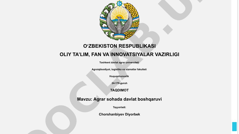 Agrar sohada davlat boshqaruvi