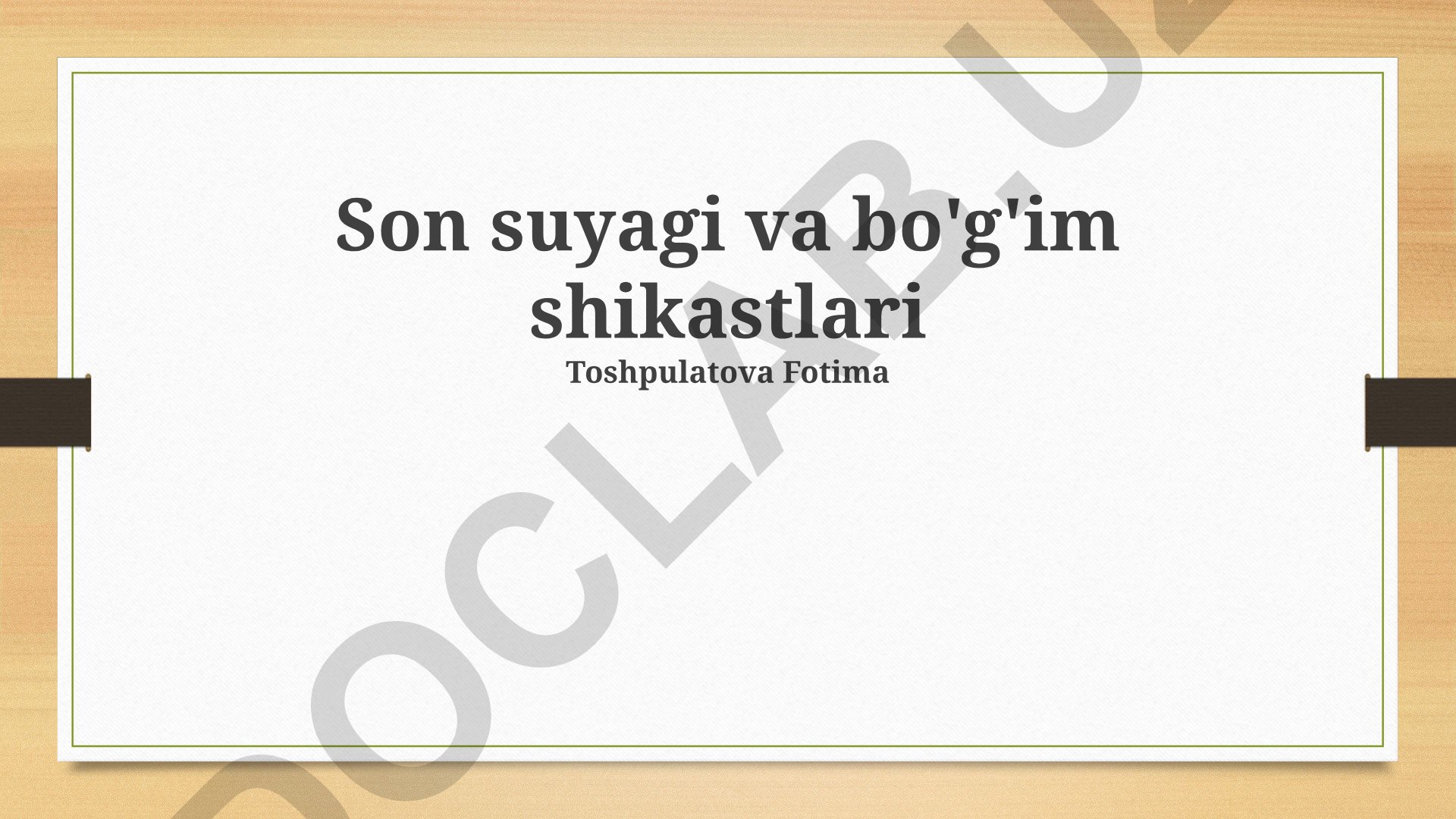 Suyak iligi va bo'g'im shikastlanishlari