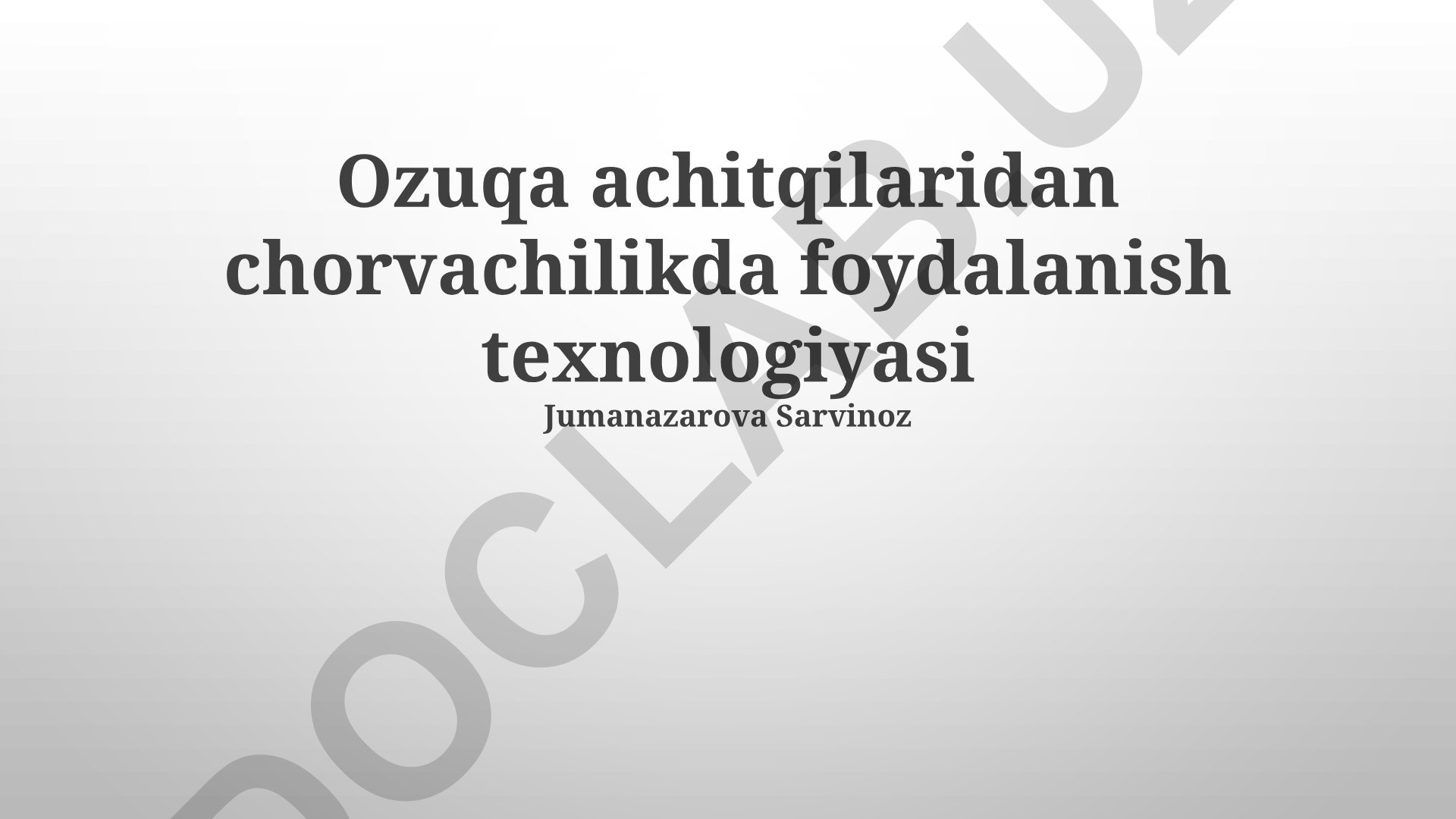 Ozuqa achitqilaridan chorvachilikda foydalanish texnologiyasi