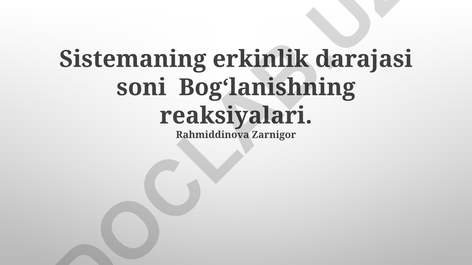 Mexanik tizimlarning erkinlik darajalari va bog'lanish reaksiyalari