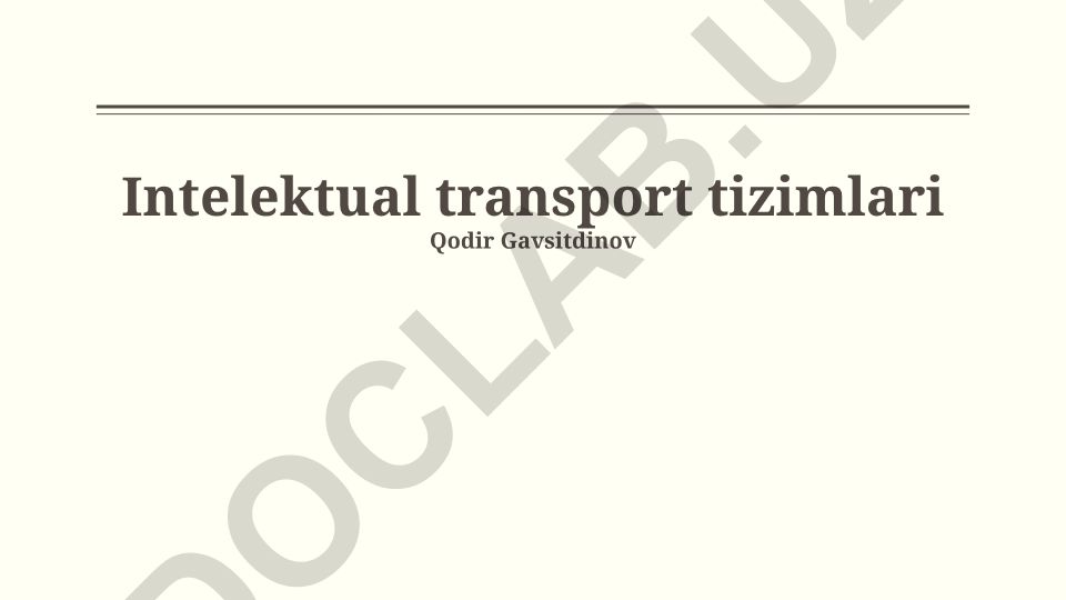 Intelektual transport tizimlari
