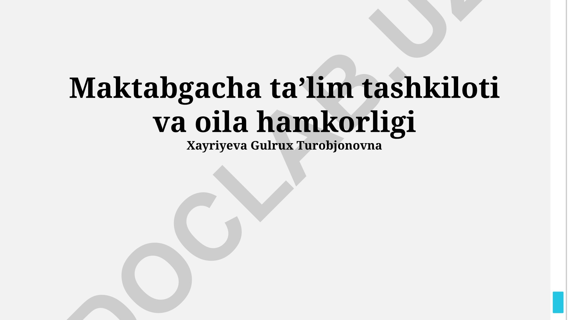 Maktabgacha taʼlim tashkiloti va oila hamkorligi