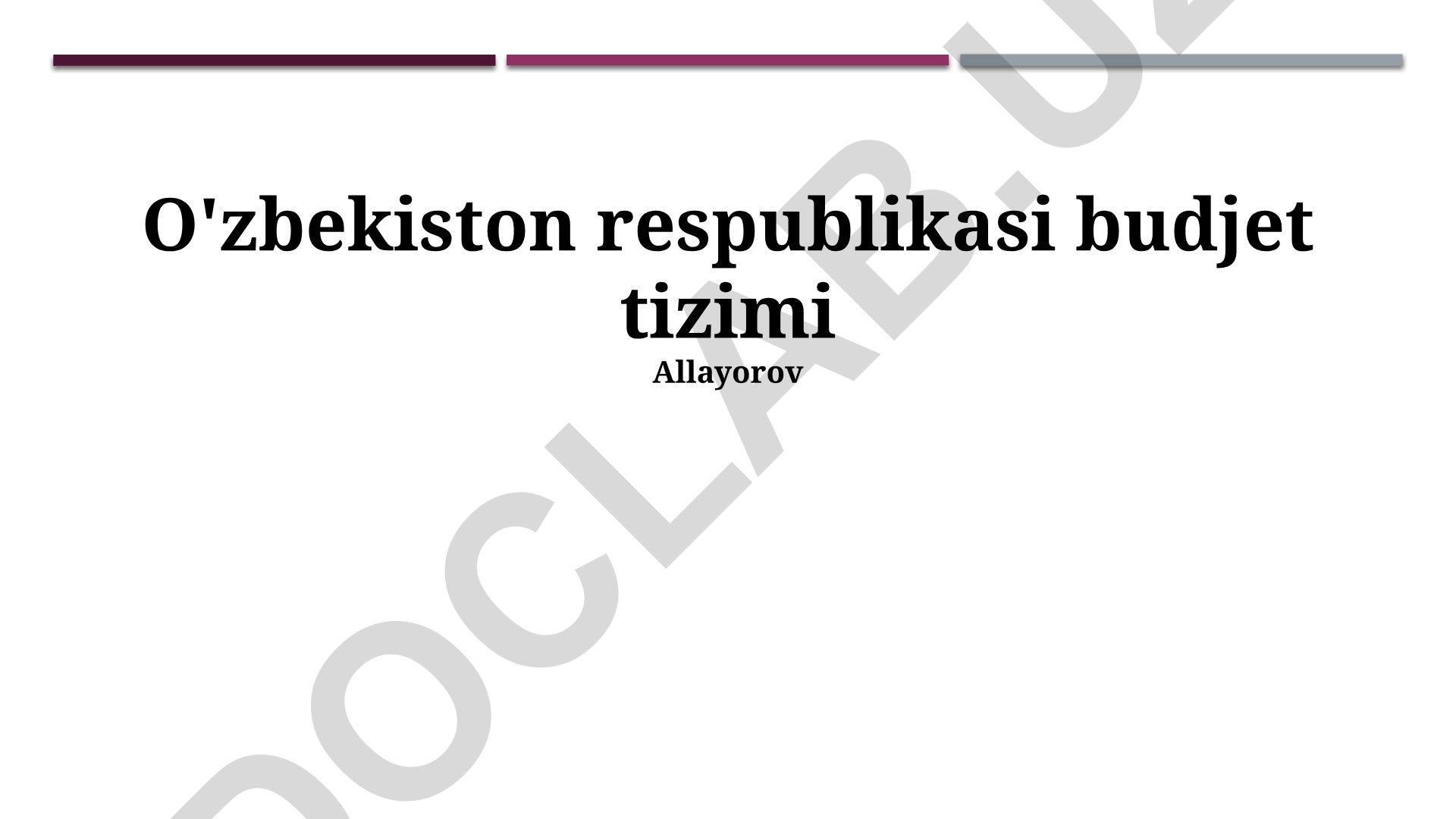 O'zbekiston respublikasi budjet tizimi