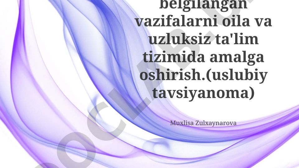 Oila va uzluksiz ta'lim tizimida konsepsiya vazifalarini amalga oshirish