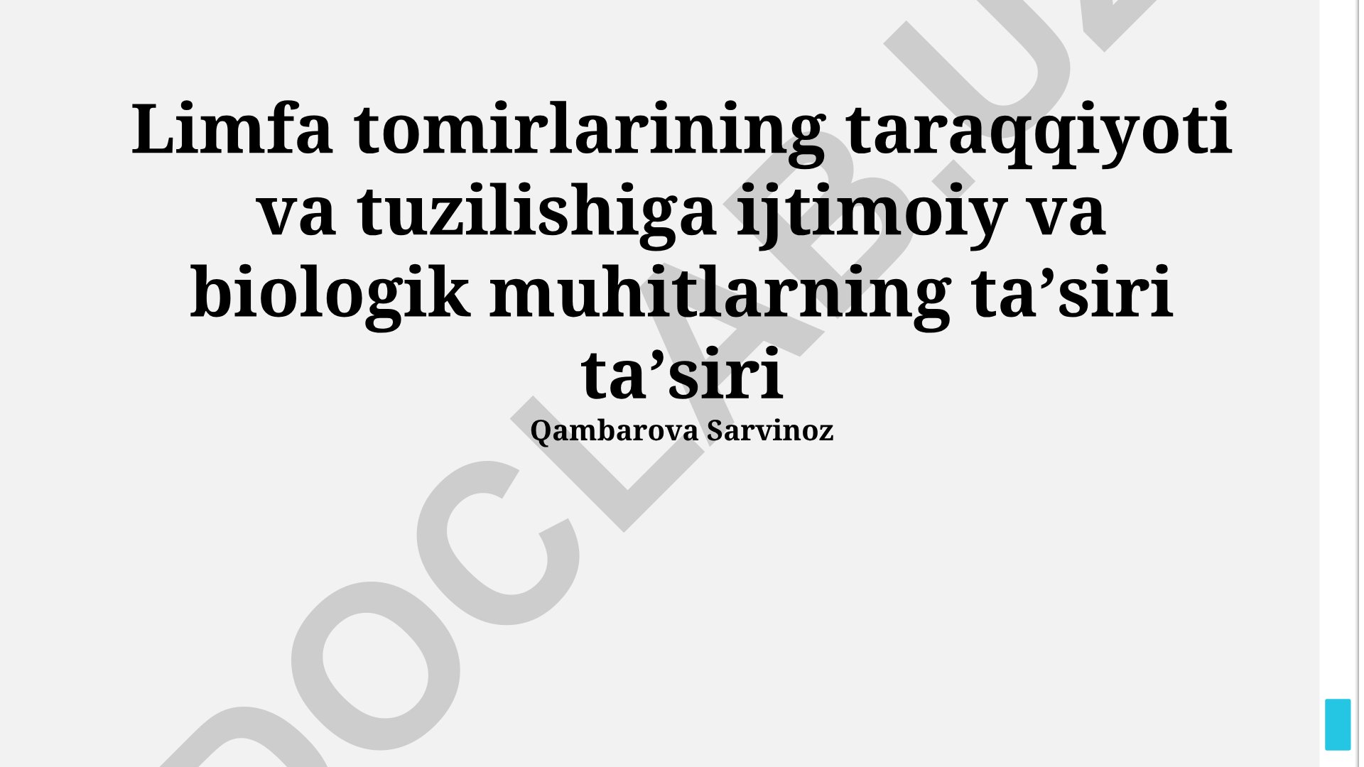 Limfa tomirlarining taraqqiyoti va tuzilishiga ijtimoiy va biologik muhitlarning ta'siri