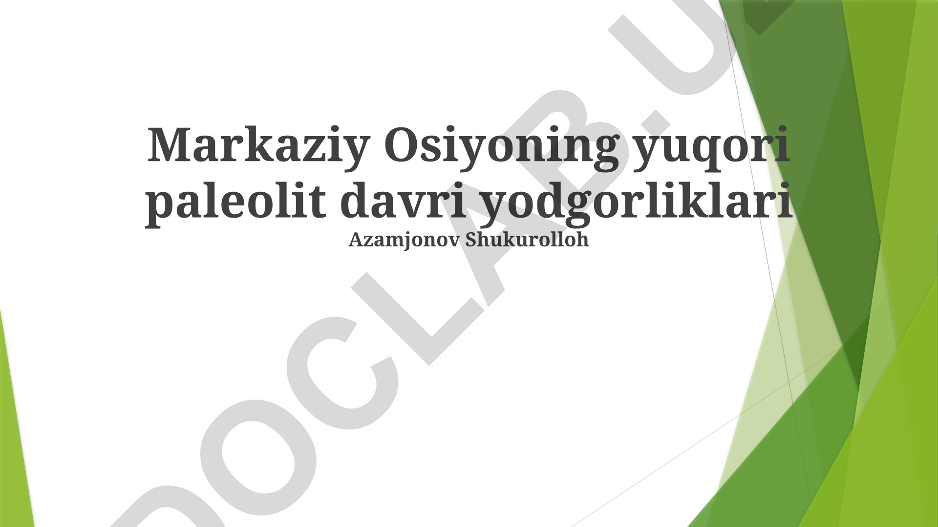 Markaziy Osiyoning yuqori paleolit davri yodgorliklari
